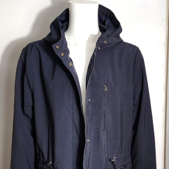 Banana Republic Women's Navy Long Hooded Drawcord Spring/Rain Coat - XL - Picture 7 of 12